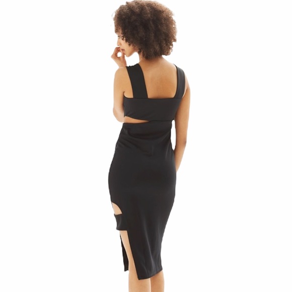 Topshop Dresses & Skirts - Topshop wide strap cutout black midi holiday dress